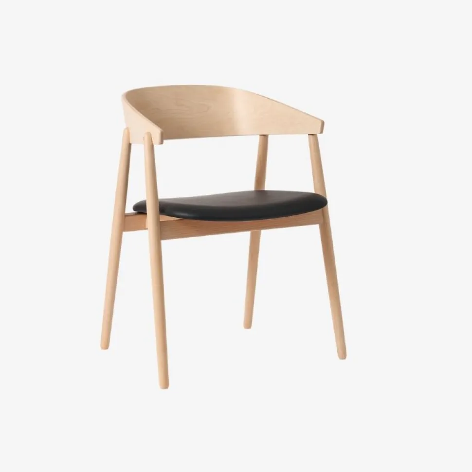 Andersen Furniture AC2 Stol Hvidpigmenteret Mat Lakeret Bøg Sort PU Læder