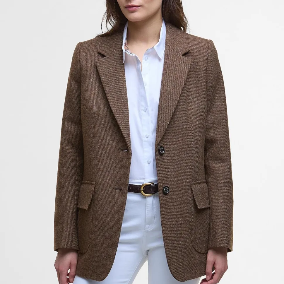 Barbour Elm Tailored Wool Blazer Military Brown