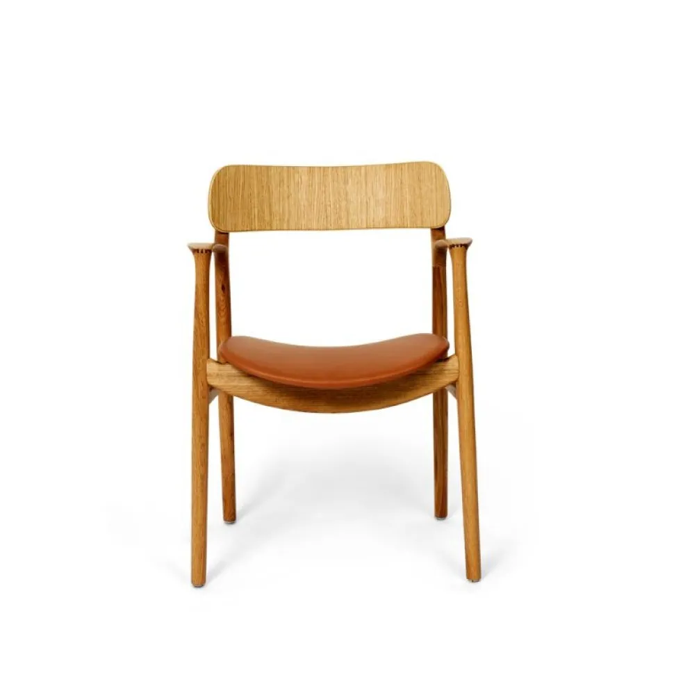 Bent Hansen Asger Spisebordsstol Eg/Olie Cognac Zenso 2 Læder