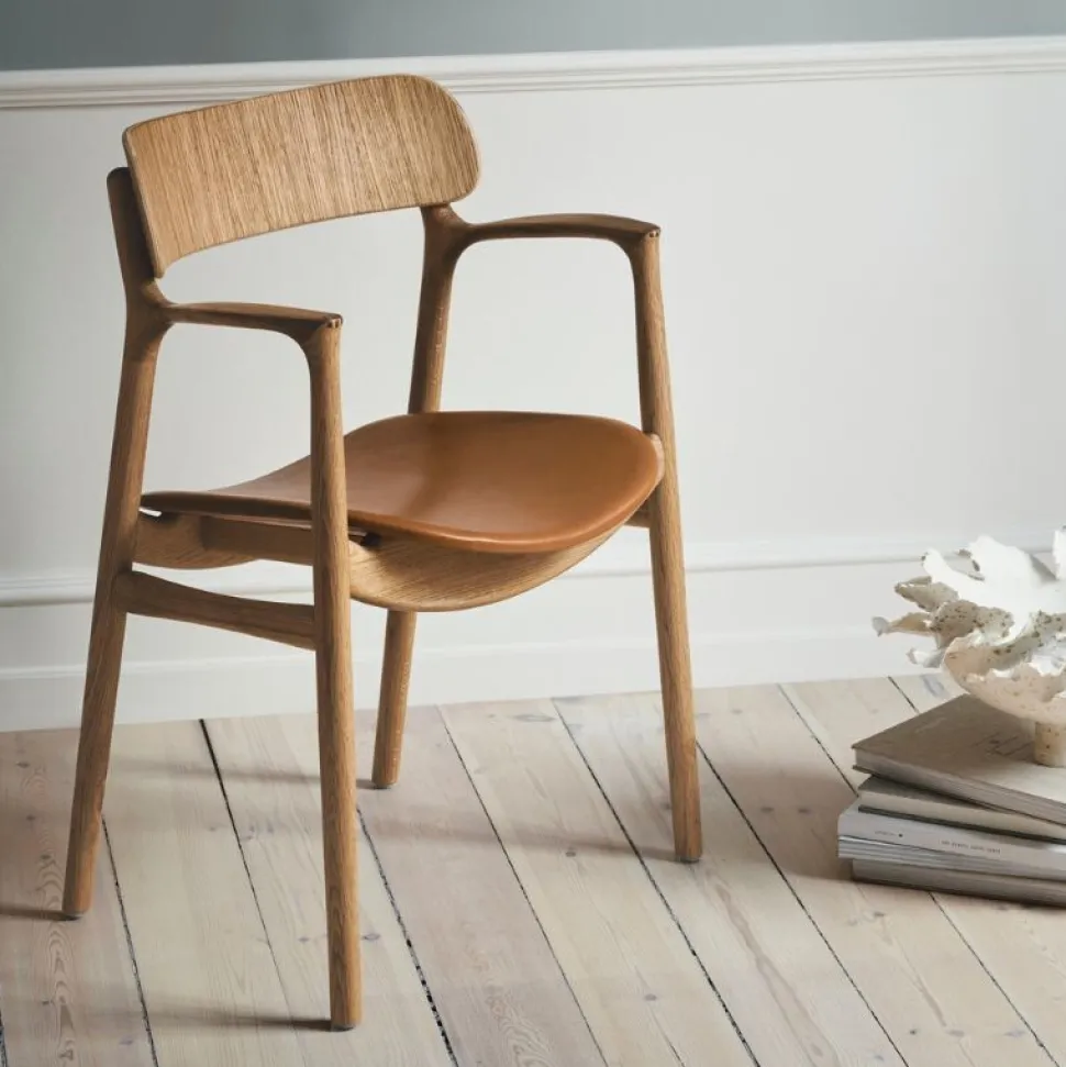 Bent Hansen Asger Spisebordsstol Eg/Olie Cognac Zenso 2 Læder