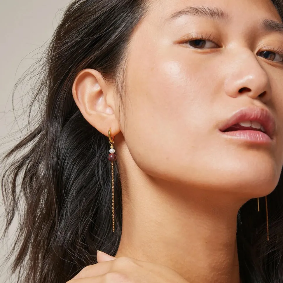 Enamel Copenhagen Hoops Jana Light Yellow/Pearl/Brown Gold-Plated