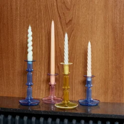 HAY Flare Candleholder Tall Light Blue With Red Rim
