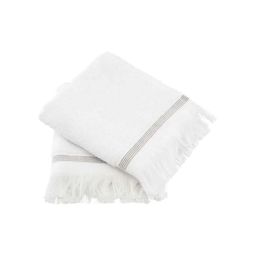 Meraki Towels White & Grey Stripes 40x60 cm