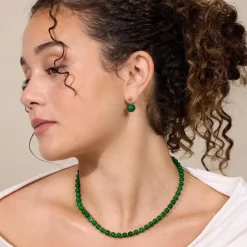 Soï Krystal Halskæde Grøn Jade