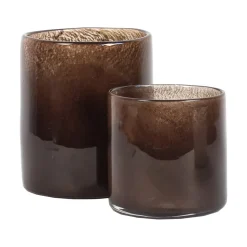 Tell Me More Lyric Candleholder Small Dark Brown