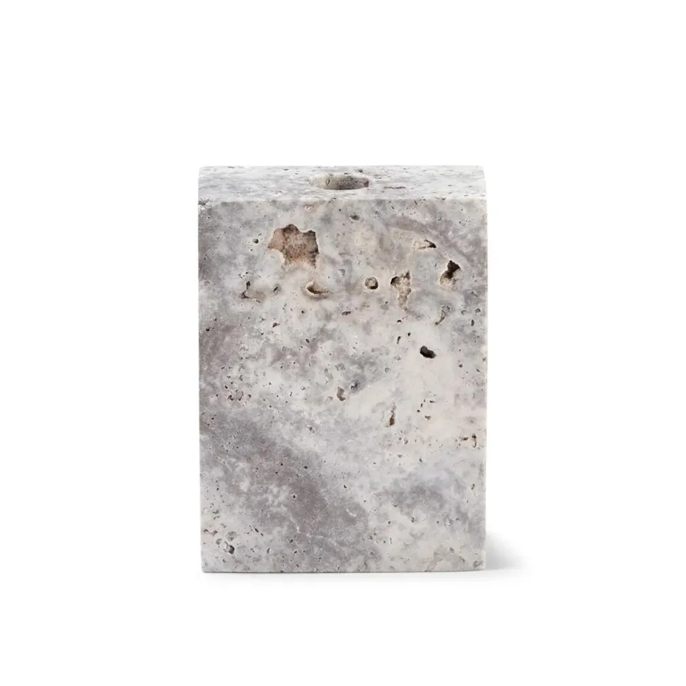 Wabi Sabi Nordic Epode Lysestage (1) Travertin Silver