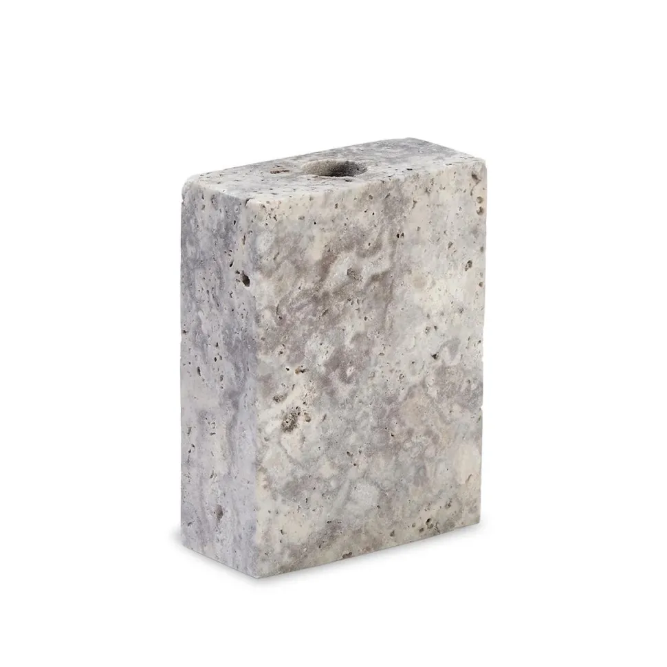 Wabi Sabi Nordic Epode Lysestage (1) Travertin Silver